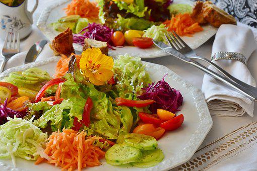 Colorful salad on white plate
